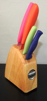 EMPTY KitchenAid 刀木块 4 插槽自然饰面徽章标志紧凑清洁 — 第 1/4 张图片