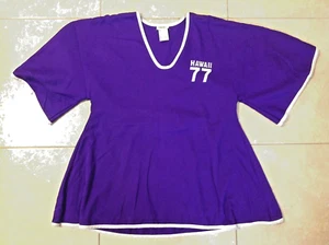 VTG 1977 Womens Hawaii Ringer Jersey Blouse Purple Acrylic Lightweight Large - Picture 1 of 8