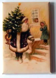 Costume viola Babbo Natale con albero MAGNETE FRIGO Natale - Foto 1 di 3