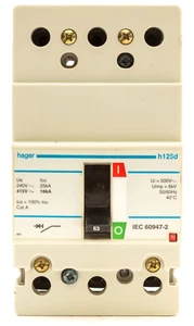 HAGER HD147 MCCB 63 AMP 16KA DREIPOLIG 63A 3 PHASEN SCHALTER H125D MWST INC - Bild 1 von 6