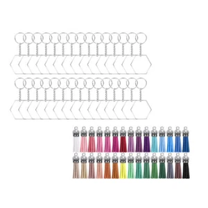 Keyring Blanks Tassel Diy Keychain Pendants Clear Acrylic Keychain Blank - Picture 1 of 12