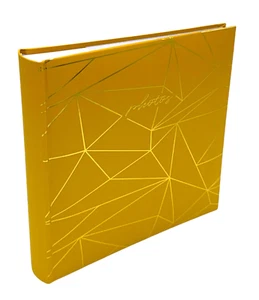Álbum de fotos deslizable área de notas contiene 140 fotos de 6"" x 4"" diseño geométrico amarillo - Imagen 1 de 12
