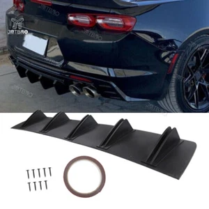 Black For Chevy Camaro SS LS LT Rear Bumper Diffuser Shark Fin Lip Side Splitter - Picture 1 of 18