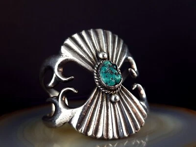 Armreif Silber Türkis Indianer USA Sterlingsilber Handarbeit Signatur massiv  - Bild 1 von 4