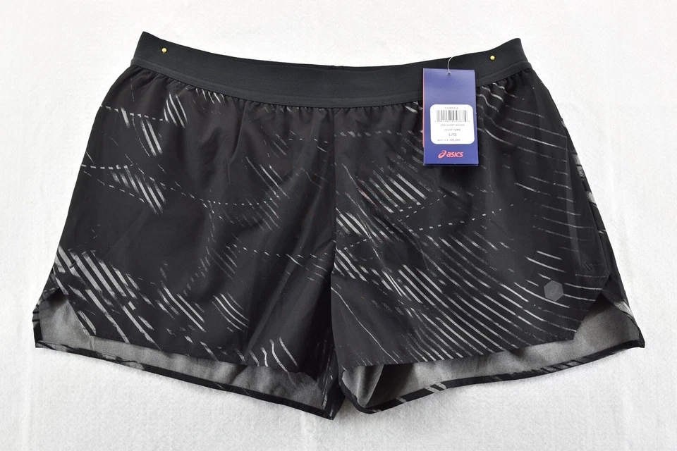 Asics Women’s 3.5in Woven Shorts Performance Black L Moisture Wick New - Image 1 of 1