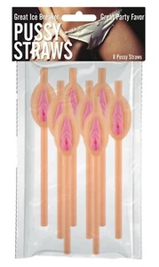 Pussy Party Drinking Straws - Gag Gift Funny Novelty Bachelorette Party Prop - Picture 1 of 3