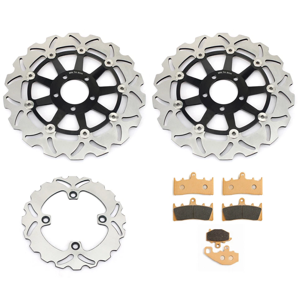 for Kawasaki Front Rear Brake Rotors Pads Ninja ZX-6R 1998-2001 ZX-9R 1998-1999 - Image 1 of 4