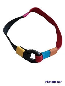 Vtg Hans Koch Soho New York  Size S Leather Color Block  Multicolor Belt Retro - Picture 1 of 11