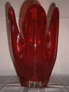 Mid-Century Vintage Red Art Glass Finger Vase 1960-70's Japan - Picture 1 of 24