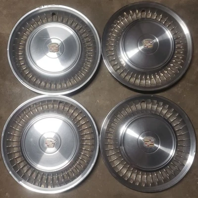 Vintage 1970's Cadillac Hubcaps Wheel Covers 15" Set Of 4 OEM - Image 1 of 4