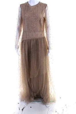 Vestido de noche Valentino para mujer desnudo adornado de tul manga larga talla 46 Foto 1 de 4