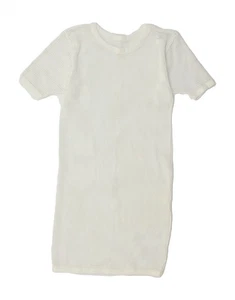 Vestido básico de playa manga corta vintage para mujer UK 4 XS blanco AO11 - Imagen 1 de 3