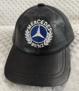 Gorra de carreras vintage Mercedes Benz gorra de cuero negra logotipo bordado negra Y2K - Imagen 1 de 11
