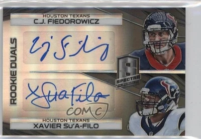 2014 Spectra Dual Black Prizm /5 CJ Fiedorowicz Xavier Su'A-Filo Rookie Auto RC - Image 1 of 2