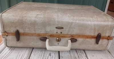 Maleta de colección años 50 Samsonite Shwayder Brothers mármol crema pátina de cuero crudo CL002 Foto 1 de 4