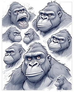 Gorilla Sketches 8X10 Print - Bild 1 von 1