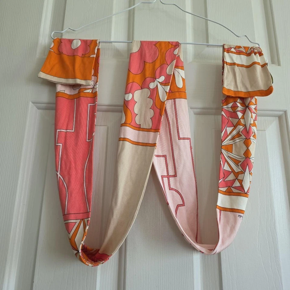 Emilio Pucci длинный хлопок шарф оранжевый розовый белый цветок 10 см x 98 см - Изображение 1 из 4