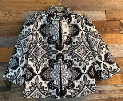 NWT Women’s CHICO’S Fleur Jacquard Mandarin Collar Jacket Blazer size 1 NEW - Image 1 of 4