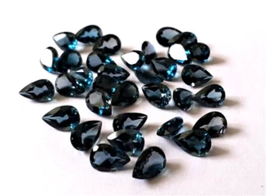 Topazio blu Londra 3 x 2 mm a forma di pera naturale taglio sfaccettato pietra preziosa sciolta 100 pz - Foto 1 di 10