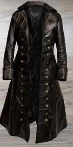 Pirate style captain Hook Leather Trench Coat, Open Style Halloween Long Pirate - Picture 1 of 7
