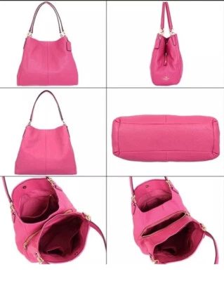 NWT Coach Women’s Pebble Leather DahlIa/Gold Phoebe Shoulder Bag, MSRP: $350.00 - Image 1 of 4