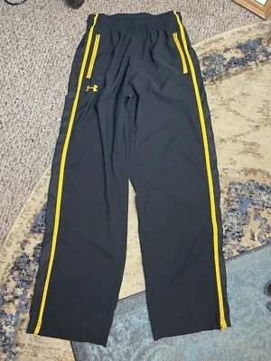 Pantalones deportivos holgados Under Armour talla pequeña negros/amarillos adultos UA sudaderas Foto 1 de 4
