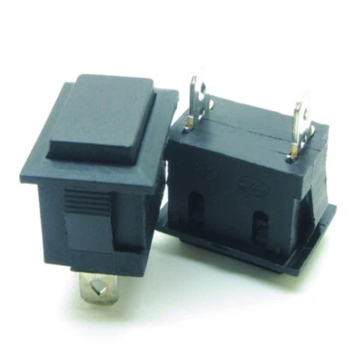 5 x Push Button Switch Black Rectangle Momentary OFF-ON 2 Pins 10A 125V 6A 250V