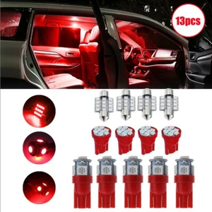 13PCS Red LED Light Bulbs Interior Package Kit For Car Dome License Plate Lamps - Picture 1 of 14