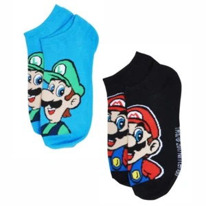 2 Pair Nintendo SUPER MARIO BROS & LUIGI No Show Socks Size 6-8 Kids Boys Girls - Picture 1 of 8