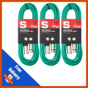 3 x Stagg 6m Green Microphone Cable Lead XLR Mic Quality Band DJ Studio - Imagen 1 de 1