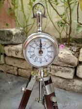 16" inches (Height) Table Wooden Adjustable Stand Shiny Silver Clock Nautical