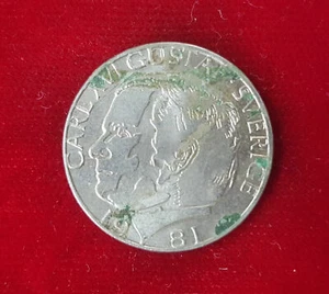 1 Crown Krona Sweden 1981 Coin Coin Gustaf Carrl XVI - Picture 1 of 2