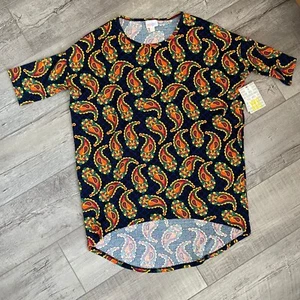 Lularoe XXS Irma Tunic Black Background Colorful Paisley Pattern Top NWT - Picture 1 of 8