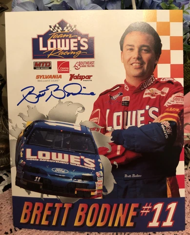 1994 BRETT BODINE LOWE'S THUNDERBIRD #11 NASCAR WINSTON CUP POSTCARD AUTOGRAPHED Cover