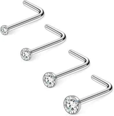 Ruifan 18G 1,5 мм 2 мм 2,5 мм 3 мм драгоценности прозрачный бриллиант CZ нос L-образный запонки кольцо - Изображение 1 из 4