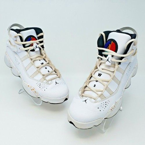 Nike Air Jordan 6 anelli sneakers giovanili confetti vernice splatter taglia 7 anni 323419 100