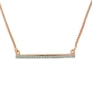 Rose Gold Plated Sterling Charles Garnier Cubic Zirconia Bar Necklace
