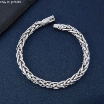 PT950 Pure Platinum 950 Rope Curb Wide 6.5mm Braided Bracelet 34.5-34.7g 7.1inch - Image 1 of 4