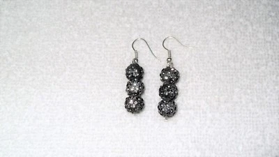 Handmade Gray Disco Ball Dangle Hook Pierced Earrings Jewelry Party Dance Sexy - Image 1 of 3