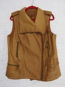 Chelsea & Violet Faux Leather Vest Brown Size L Edgy Moto Grunge Womens - Picture 1 of 14