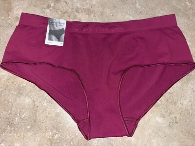 Nuevo con etiquetas Calvin Klein Vino Granate QD3961 Bonded Flex Sin Costuras Boyshort Panty Mediano Foto 1 de 2