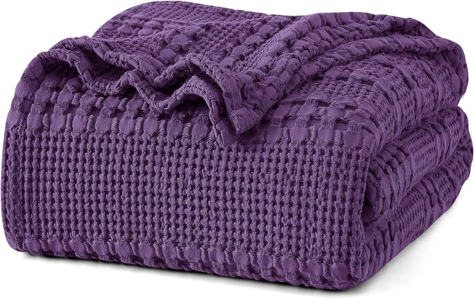 100% Cotton Waffle Weave King Blanket Soft Lightweight Breathable All Season - Image 1 of 4