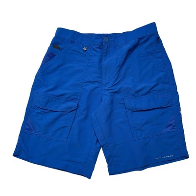 "Pantalones cortos COLUMBIA PFG azul real para hombre talla 32 10"" bolsillos entrepierna de nailon de secado rápido" Foto 1 de 4