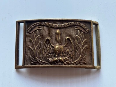 DE COLECCIÓN GUERRA CIVIL CONFEDERADO LUISIANA HEBILLA DE CINTURÓN CON GUARDIÁN REPRODUCCIÓN TEMPRANA Foto 1 de 3