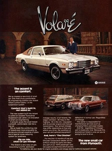1976 Plymouth Volare: Accent Is On Comfort Vintage Print Ad - Picture 1 of 1