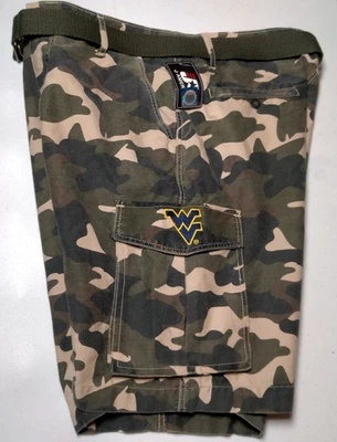 WVU Mountaineers Camo Cargo Shorts J America L Woodland Camouflage West Virginia - Image 1 of 4