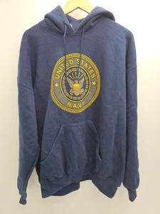 Soffe US Navy Hoodie Graphic Sweatshirt Men's Size XL Blue Pullover Made in USA - Picture 1 of 6