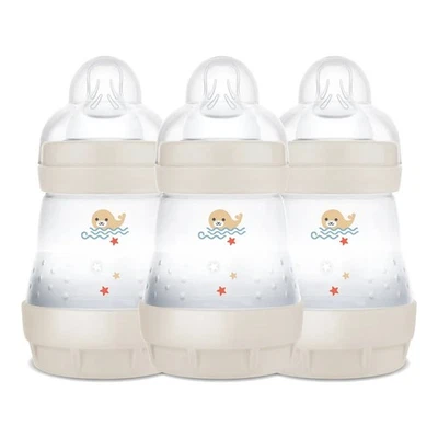 MAM Easy Start Biberon Anti-Coliche 160ml Tettarella a Flusso Lento Confezione da 3 Biege - Immagine 1 di 4