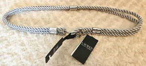 Lauren Ralph Lauren Mujer XL Plateado Doble Cuerda Palanca Cinturón Ancla Náutico Nuevo con Etiquetas - Imagen 1 de 5