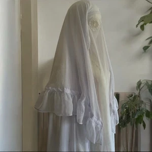 Thinnest Chiffon Kashmiri Burqa With Floral Eyes Mesh No Cap Sleeveless Design - Picture 1 of 14